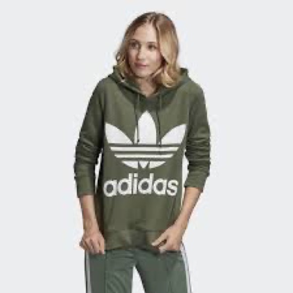 ADIDAS Originals Trefoil Hoodie Olive Green - Picture 2 of 9